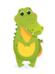 Cute crocodile on a white background.Vector illustration.