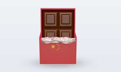3d chocolate China flag rendering front view