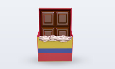 3d chocolate Colombia flag rendering front view