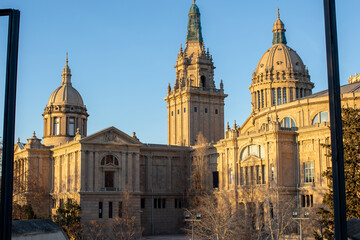 Fototapeta na wymiar Catalona national museum MNAC on Montjuic mountain in Barcelona