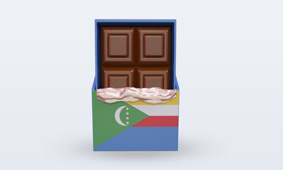 3d chocolate Comoros flag rendering front view