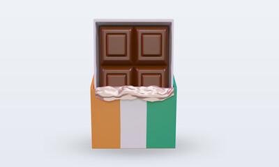 3d chocolate Cote dIvoire flag rendering front view