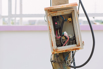 Electrical switch cabinet that is damaged and not ready for use The cause of the fire or safety in...
