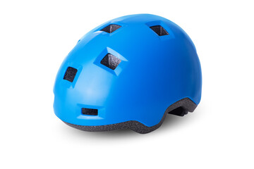 Roller skates or bike helmet isolated on white