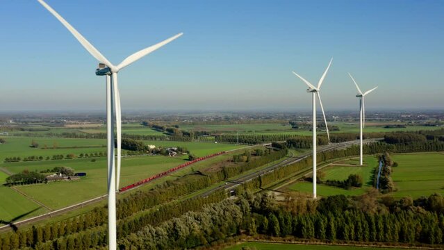 Wind turbines in fields, Waardenburg, Netherlands