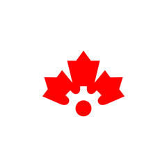 Red Maple Leaf with Gear USymbol Industrial Software Logo Design Vector
