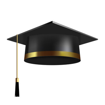 Realistic graduate college, high school or university cap. Vector