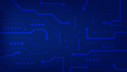 Obraz premium Hi-tech digital circuit board. AI pad and electrical lines connected on blue lighting background 
