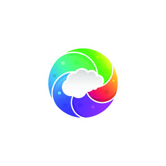 Colorful Cloud Brain Technology Medical Neuron Logo Design Vector
