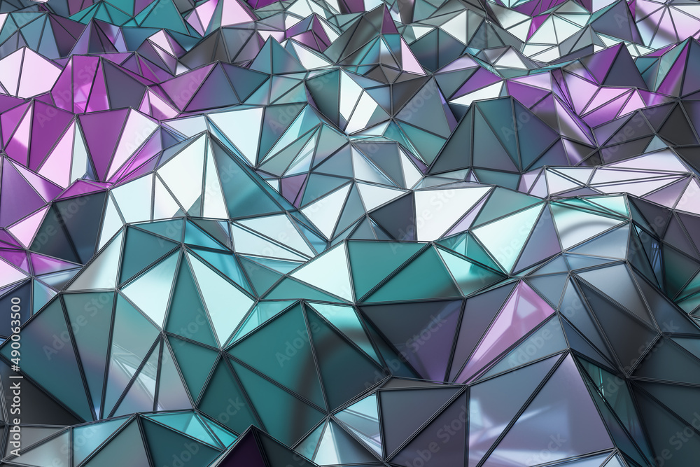 Poster Creative triangular mosaic backdrop. Texture and design concept. 3D Rendering.