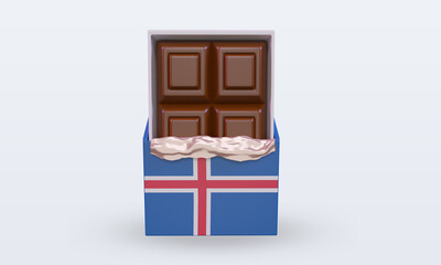 3d chocolate Iceland flag rendering front view