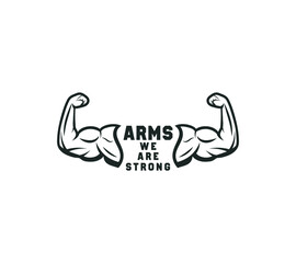 Biceps muscle arm logo design on white background, Vector illustration.