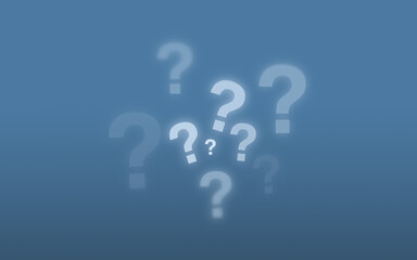 various sized and aligned question marks against a blue gradient background