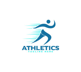 Sport athletics run logo design on white background, Vector illustration.
