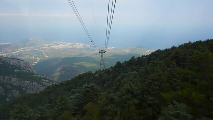 Mountain views from the top of Tahtali to the sea near the coast of Kemer Antalya Turkey