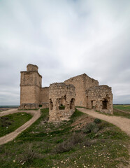 Fototapeta na wymiar An abandoned castle with several access roads