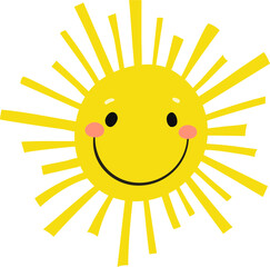 happy sun,sun,cartoon,weather,yellow,sunshine with a smile