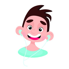 white boy with headphones