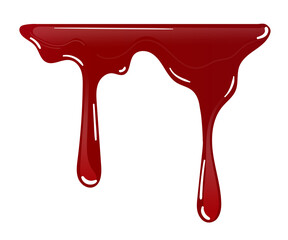 A drop of blood on a white background. Red splash stain, horrible stain. red smudges. Liquid paint vector illustration