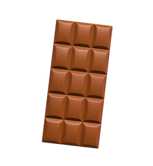 Milk chocolate isolated on white background from top view