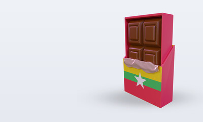 3d chocolate Myanmar flag rendering right view