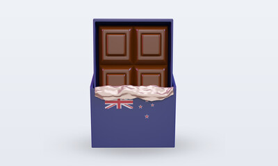 3d chocolate New Zealand flag rendering front view