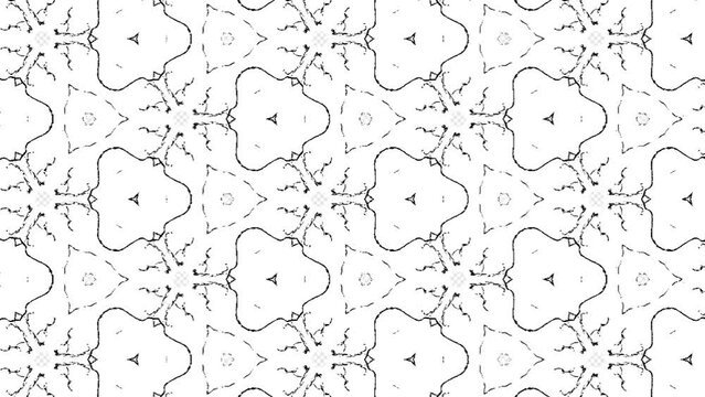 Abstract symmetry black and white kaleidoscope, 3d rendering backdrop, computer generating