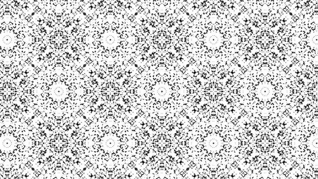 Abstract symmetry black and white kaleidoscope, 3d rendering backdrop, computer generating