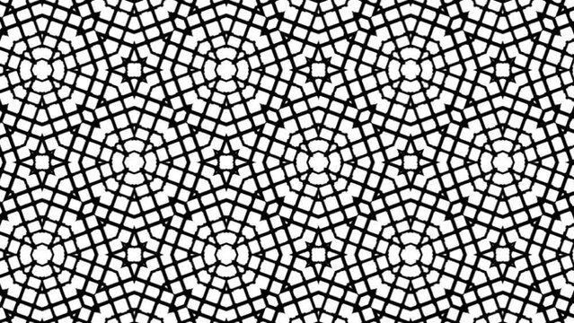 Abstract symmetry black and white kaleidoscope, 3d rendering backdrop, computer generating