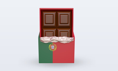 3d chocolate Portugal flag rendering front view