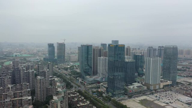 Aerial view of CBD of Foshan, China.
