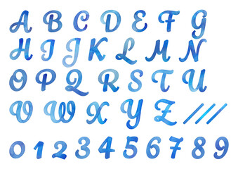 Set of blue watercolor logotypes