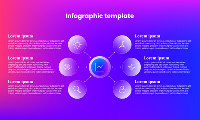 gradient infographic vector template. 6 infographics template