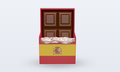 3d chocolate Spain flag rendering front view