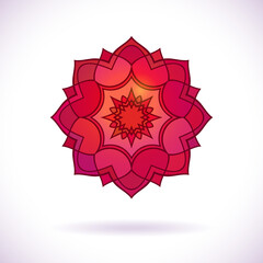 Round flower ornament, Isolated design element, Vector illustration