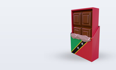 3d chocolate St Kitts and Nevis flag rendering right view