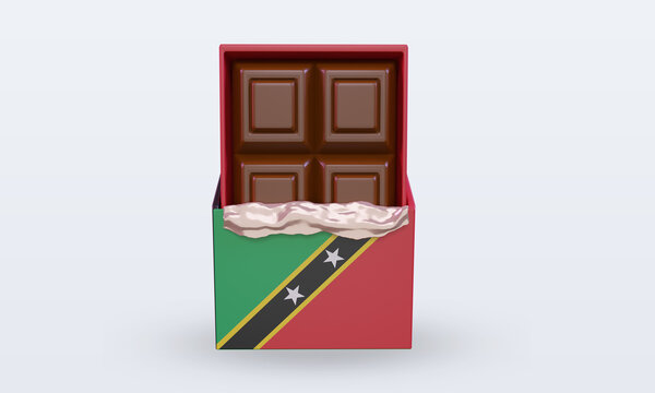 3d chocolate St Kitts and Nevis flag rendering front view