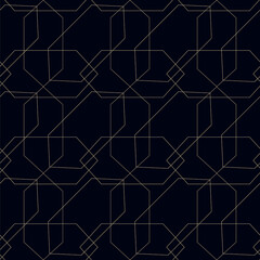 Art deco black pattern. Minimal golden abstract background. Geometric line shape. Vector stock illustration