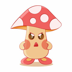 Obraz na płótnie Canvas Illustration vector of mushroom character. Mushroom with an angry expression. Suitable for sticker, and Mercedes with mushroom