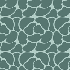 Abstract seamless pattern in camouflage style, hand-drawn green doodle spots. Simple flat vector illustration