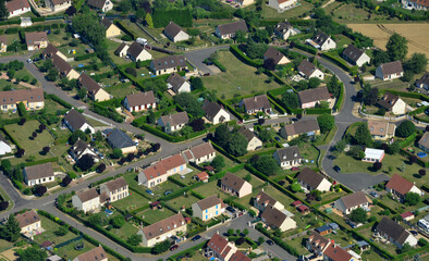 Etrepagny, France - july 7 2017 : aerial photograph of the village - obrazy, fototapety, plakaty