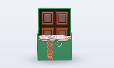 3d chocolate Turkmenistan flag rendering front view
