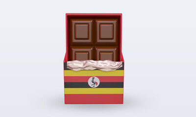3d chocolate Uganda flag rendering front view