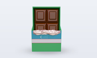 3d chocolate Uzbekistan flag rendering front view