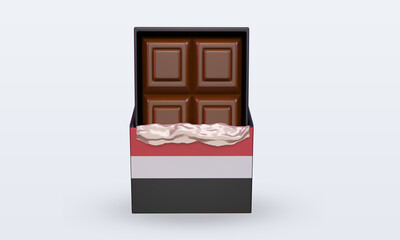 3d chocolate Yemen flag rendering front view