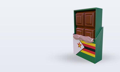 3d chocolate Zimbabwe flag rendering right view