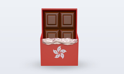 3d chocolate Hongkong flag rendering front view