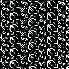 Fototapeta premium Various foreign currencies signs seamless pattern. Template background. Various currency symbols. Exchange rate of foreign currency. Foreign currency exchange icon. 