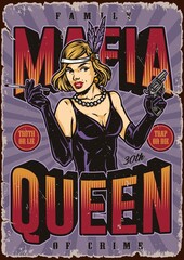 Obraz premium Mafia queen vintage vertical poster