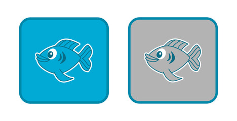 Colourful rounded signs showing cute fish swimming in their environment 